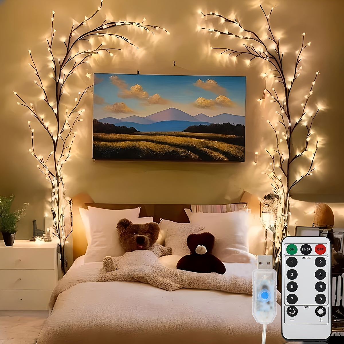Luz de Árvore de Bétula Branca / Decoração