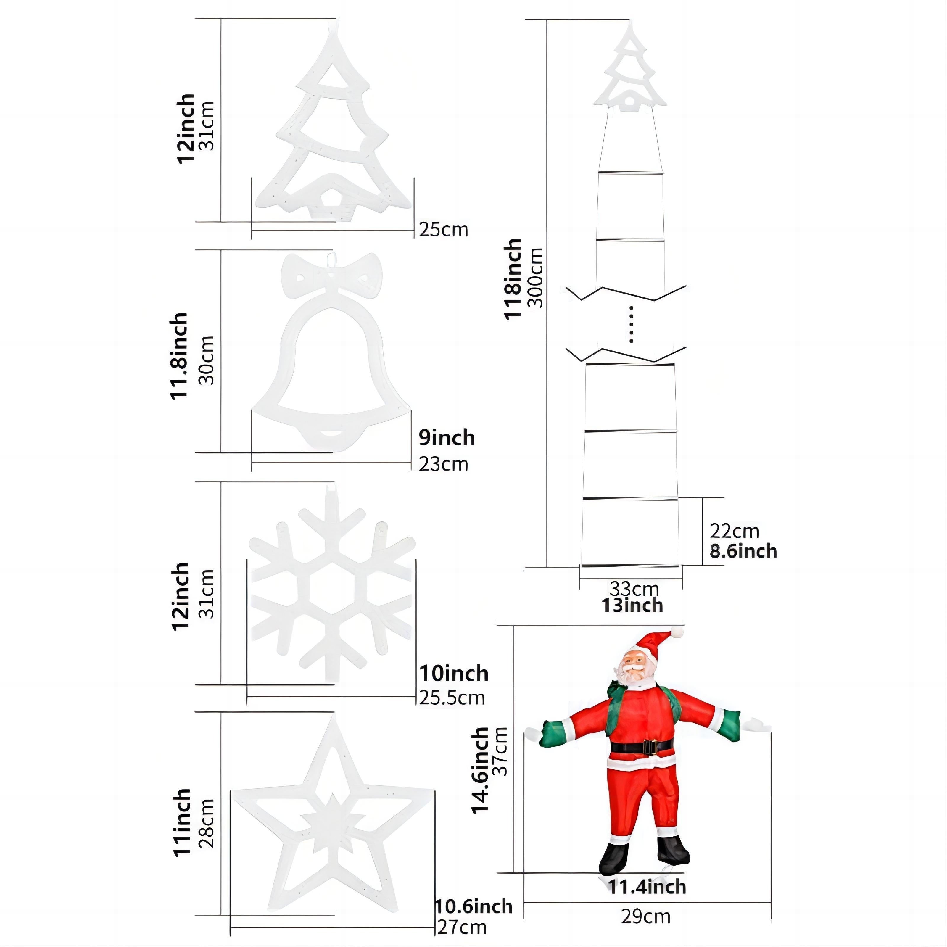 Papai Noel subindo escada com luzes de Led