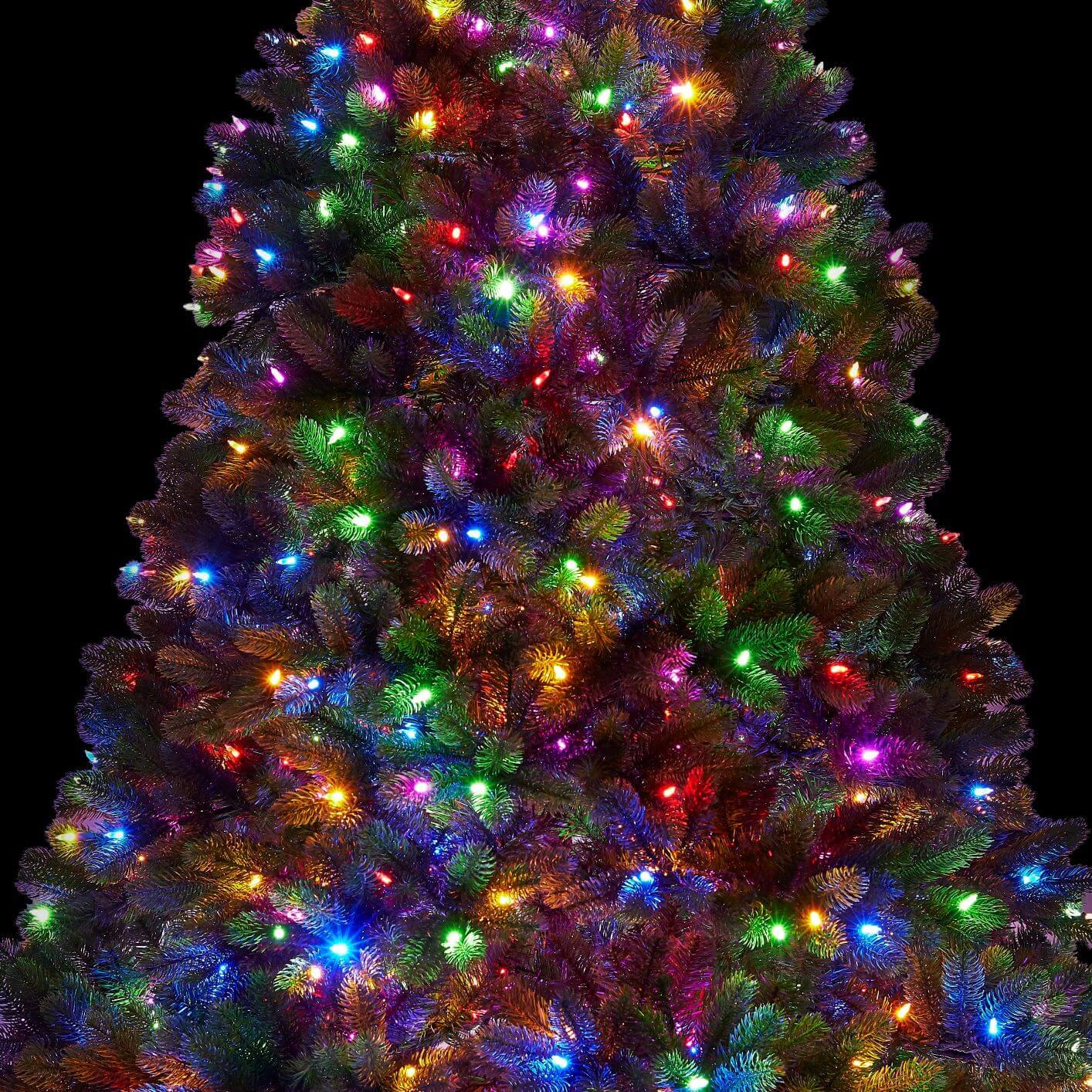 Árvore de Natal Artificial Royal Fir com 1000 Luzes LED Branco Quente e Multicoloridas