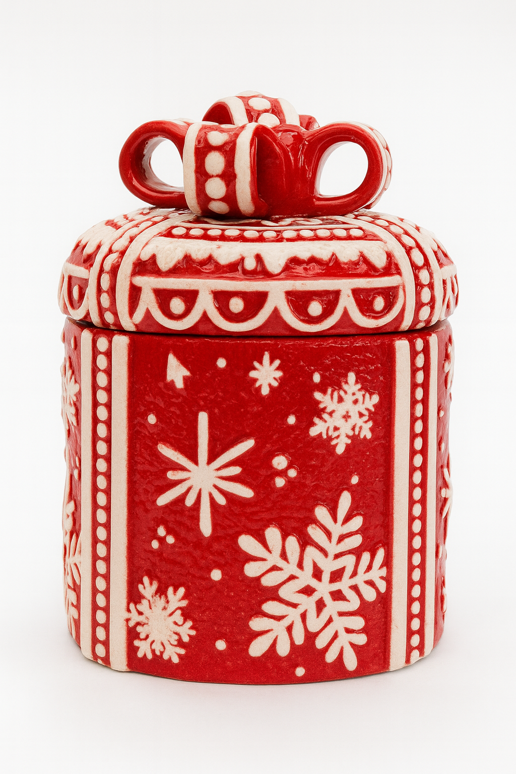 Pote Decorativo Presente de Natal em Cerâmica