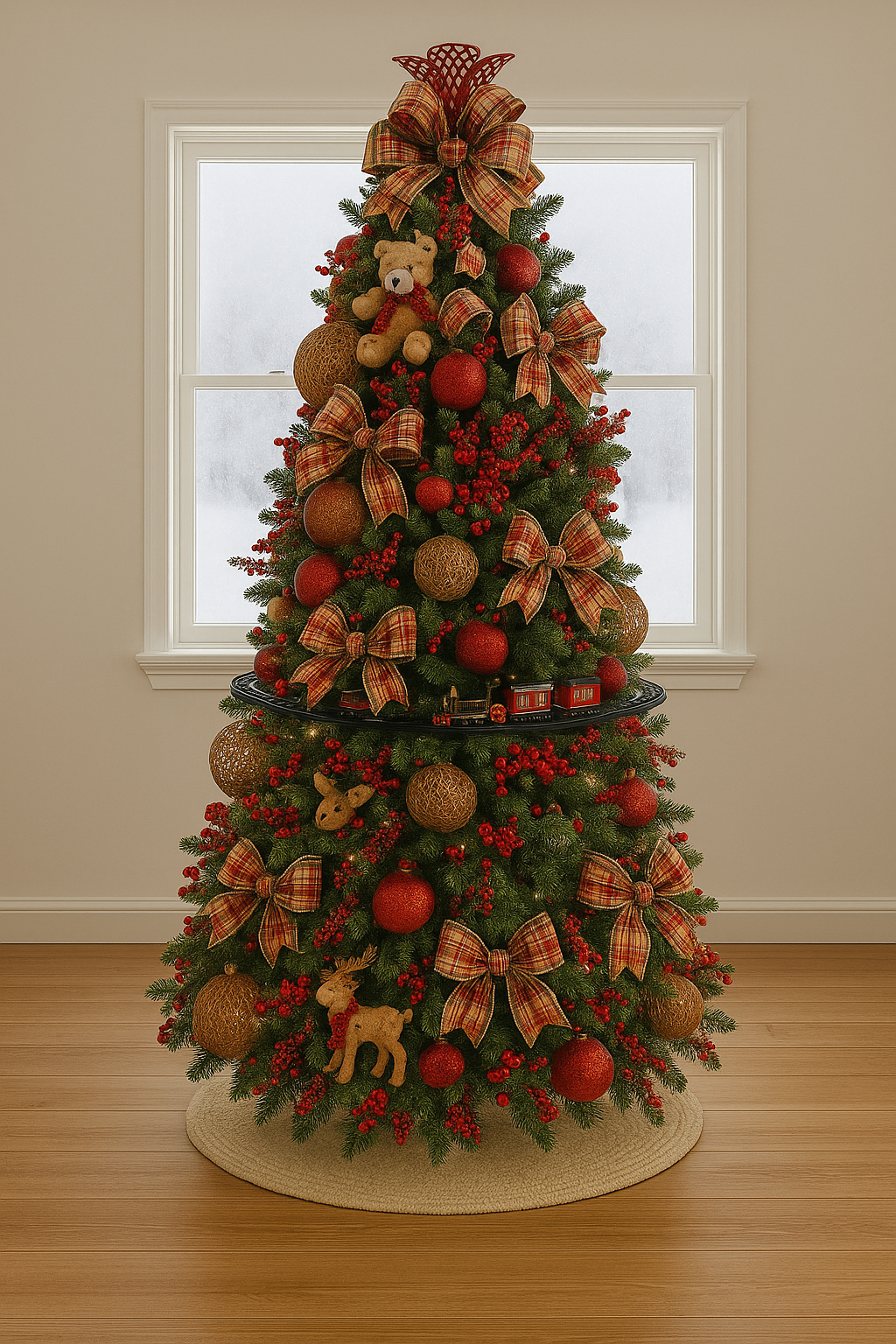 Árvore de Natal Tradicional tema de Trem
