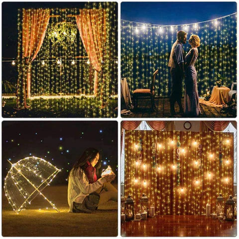 Cortina de Luz de Led com 300 Luzes e 8 Modos para Natal / Iluminação