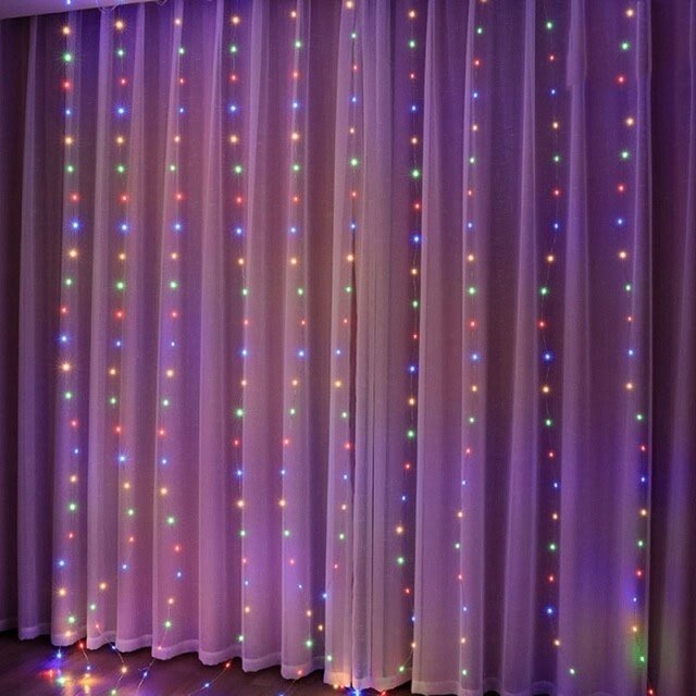 Cortina de Luz de Led com 300 Luzes e 8 Modos para Natal / Iluminação