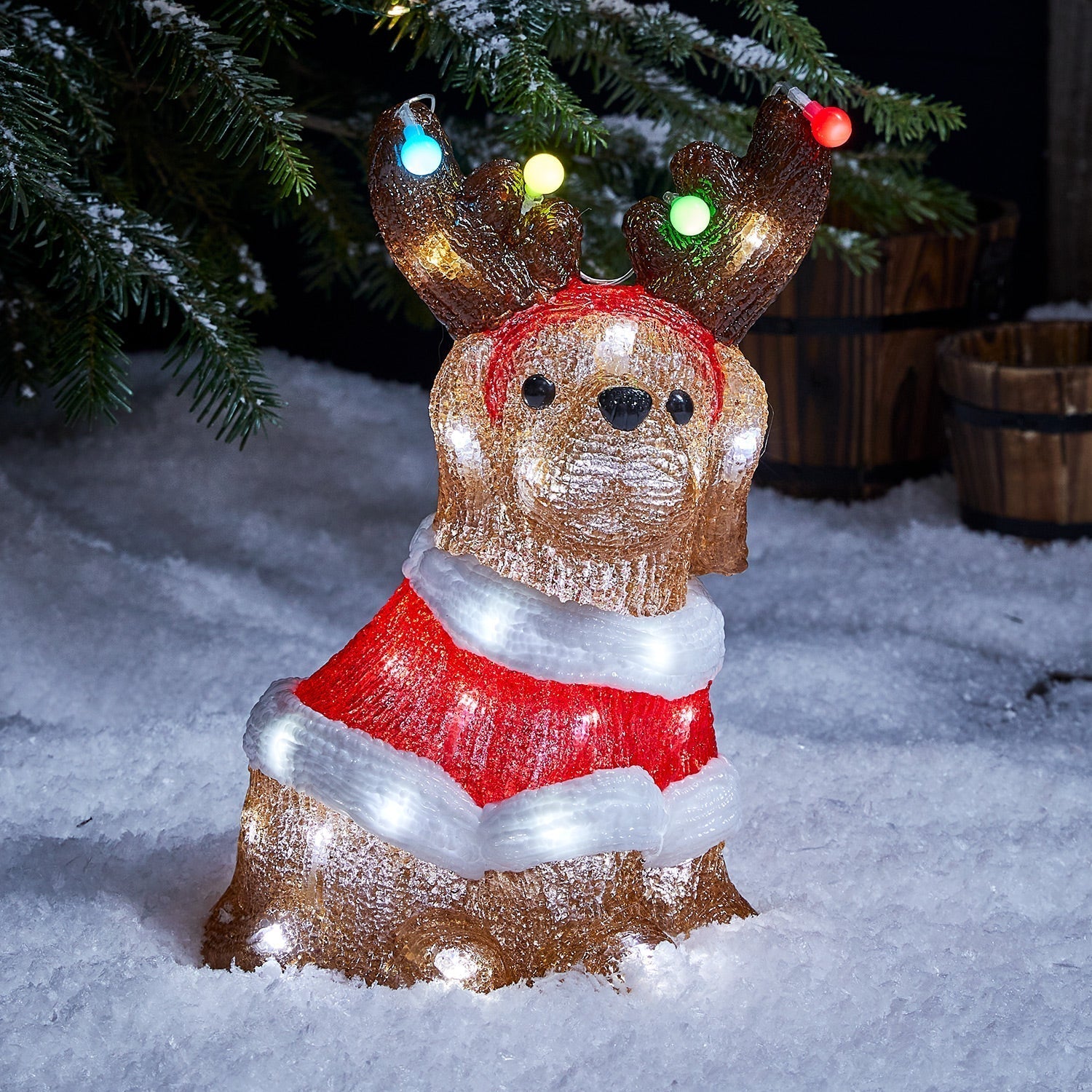 Figura de Natal de cachorro acrílico ao ar livre / Decoração