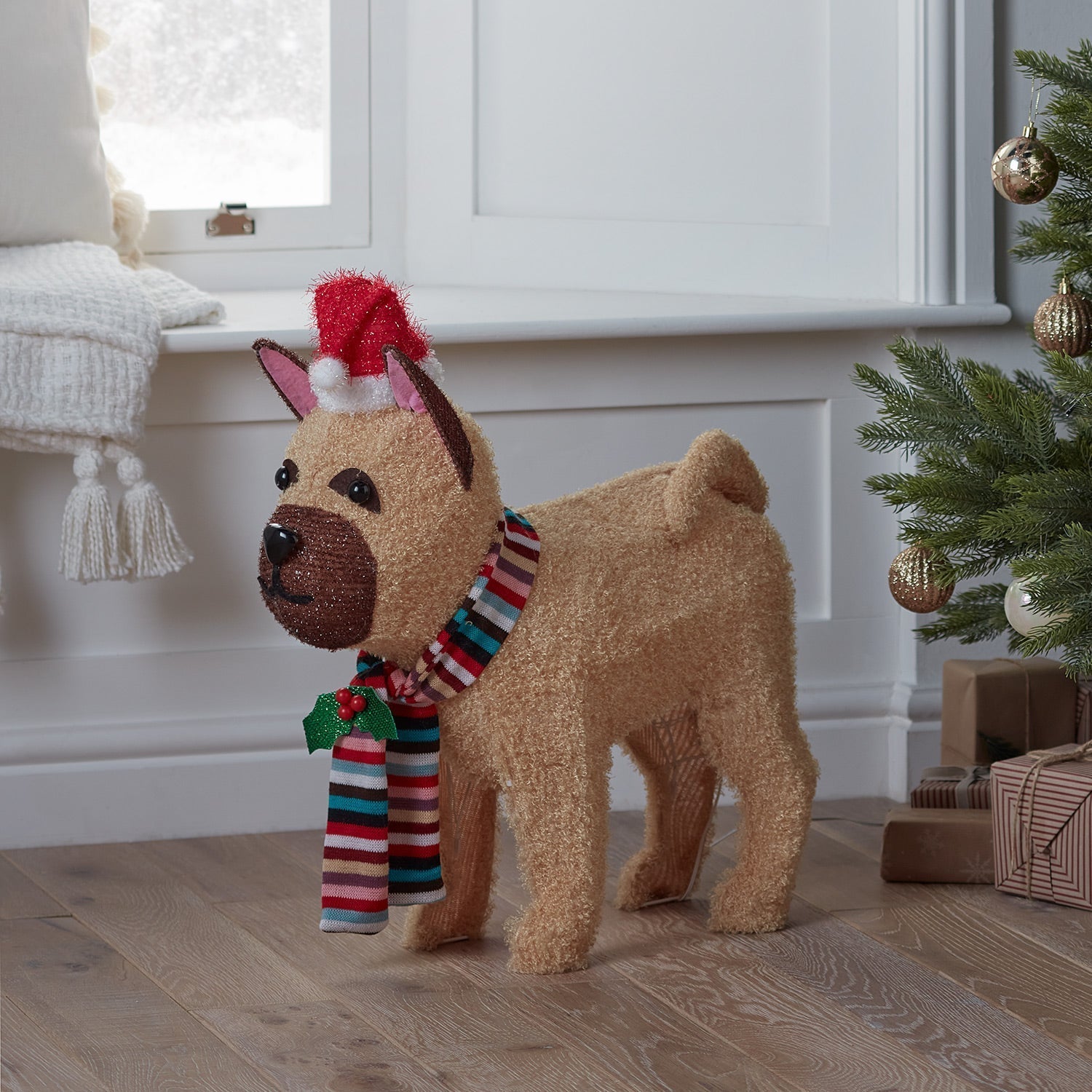 Figura de Natal do Bulldog Francês / Decoração