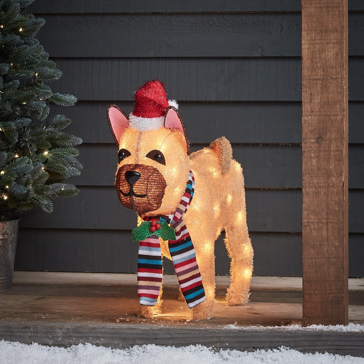 Figura de Natal do Bulldog Francês / Decoração