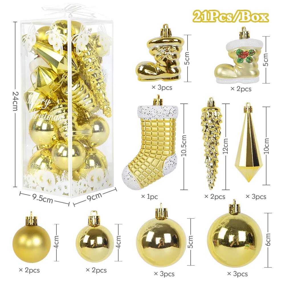 Conjunto Decorações Pendentes para Árvore de Natal Ice Christmas  21 Peças / Decoração