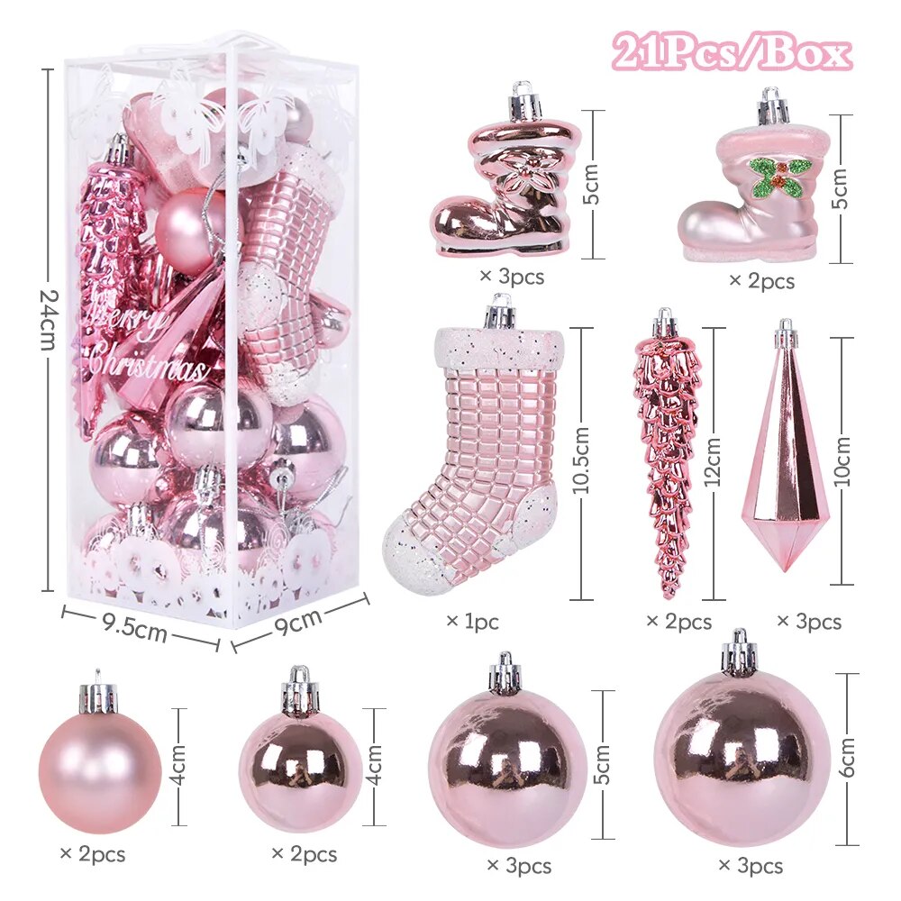 Conjunto Decorações Pendentes para Árvore de Natal Ice Christmas  21 Peças / Decoração