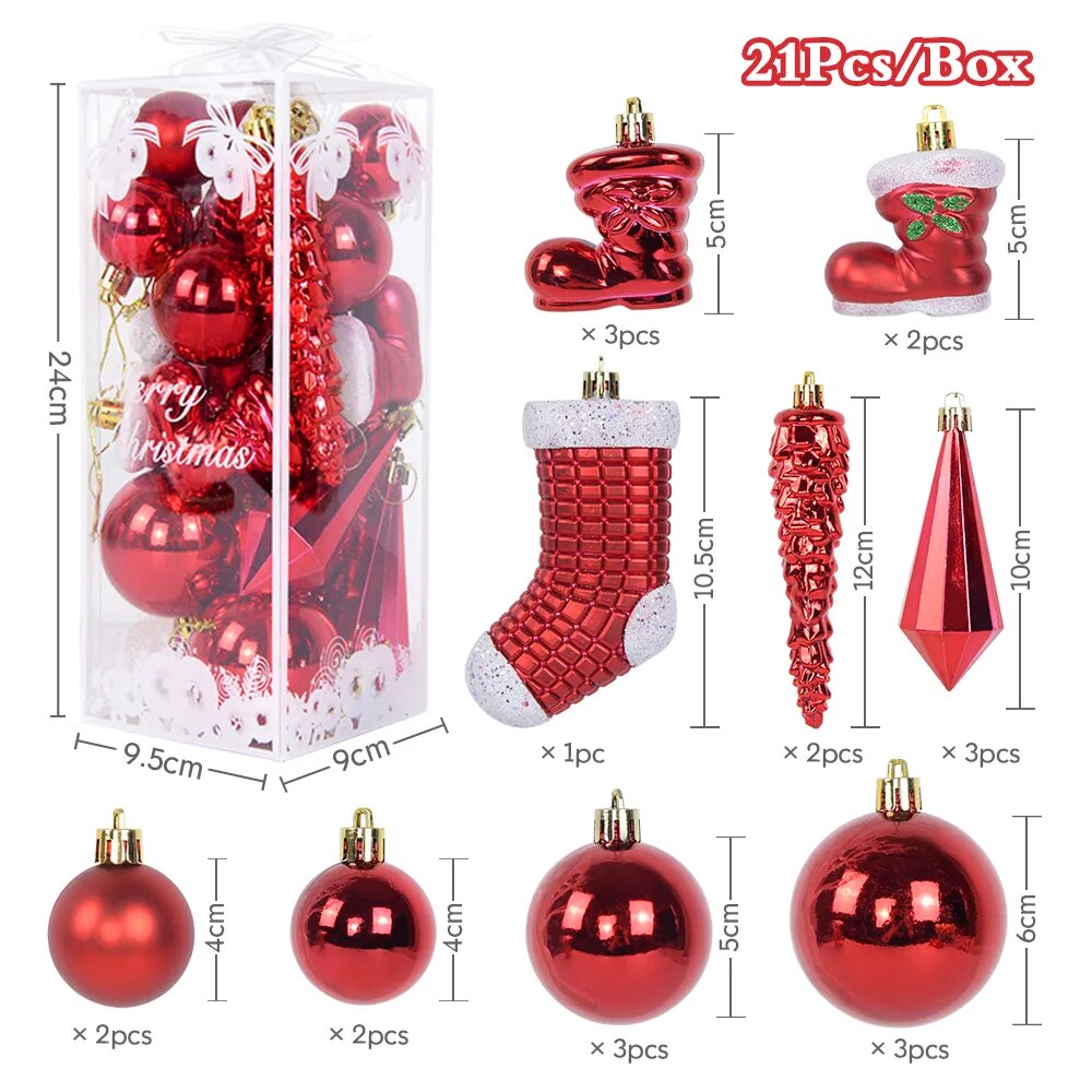 Conjunto Decorações Pendentes para Árvore de Natal Ice Christmas  21 Peças / Decoração