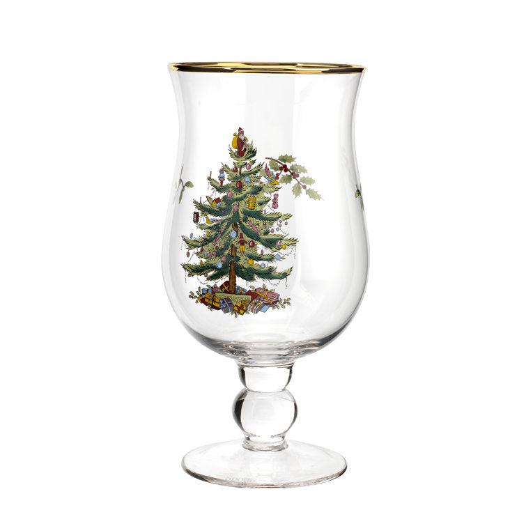 Kit 04 Taça de Vidro - Estampa Árvore de Natal / Mesa Posta