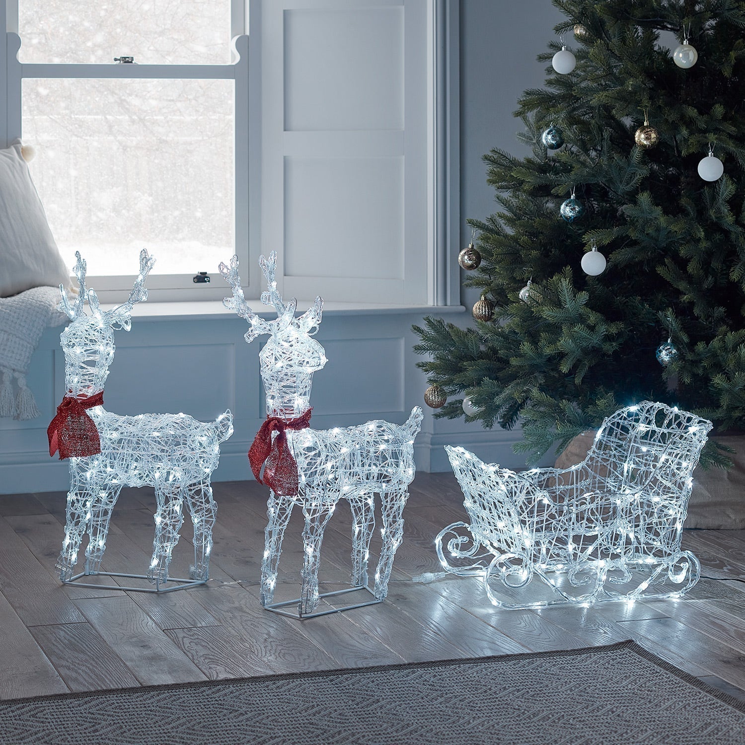 Figura de Natal Renas e Treno iluminados / Decoração