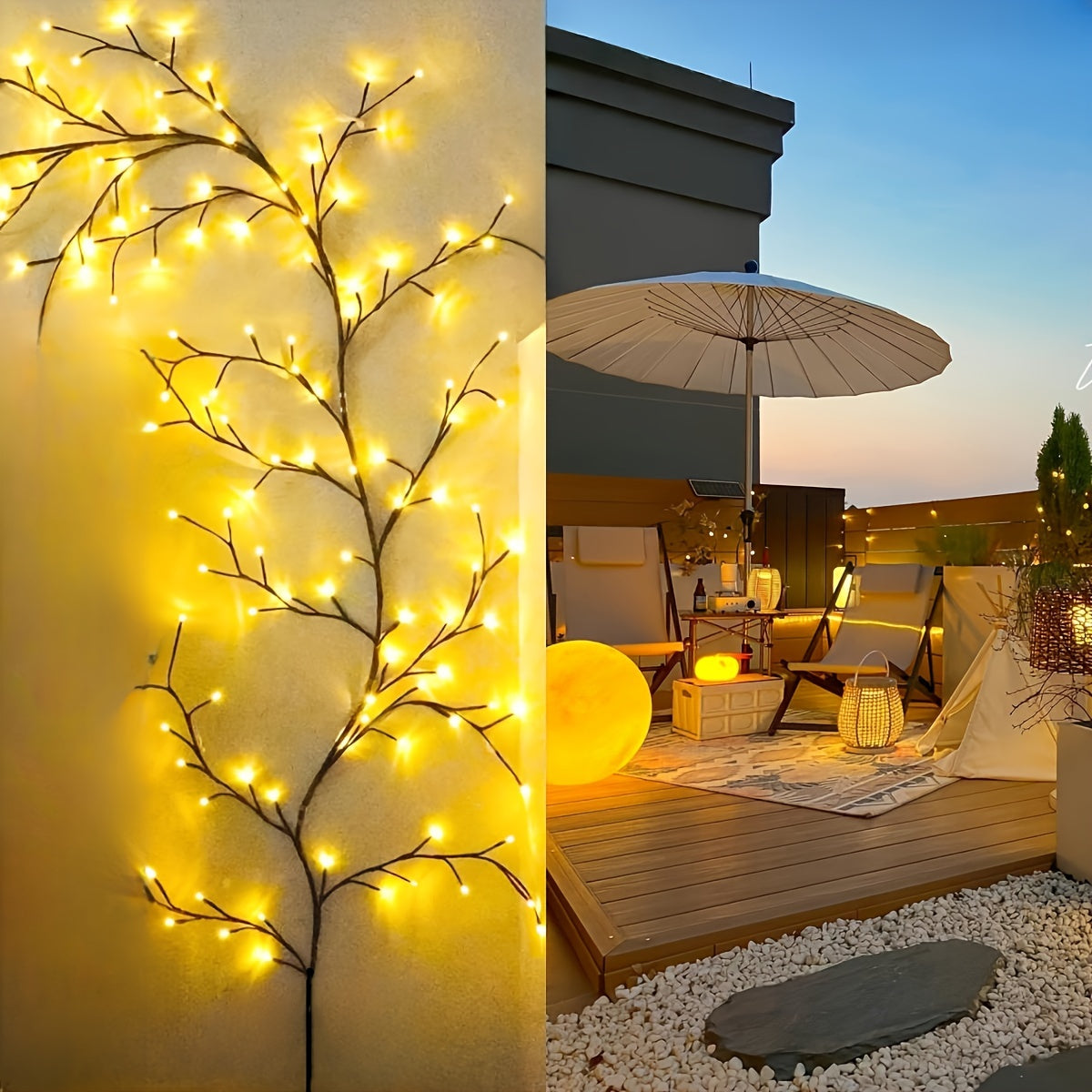 Luz de Árvore de Bétula Branca / Decoração