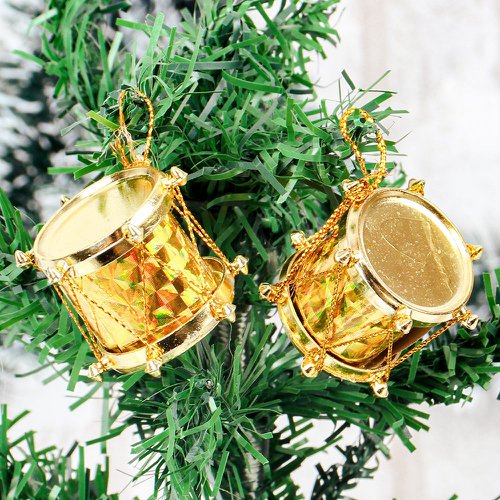 Enfeite Tambor De Natal Pendente 6 Peças Cintilante 3 Cm / Decoração