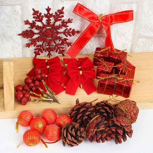 Kit 30 Peças Enfeites Pendentes Para Árvore De Natal VERMELHO / Decoração