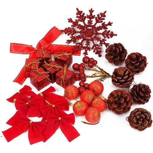 Kit 30 Peças Enfeites Pendentes Para Árvore De Natal VERMELHO / Decoração